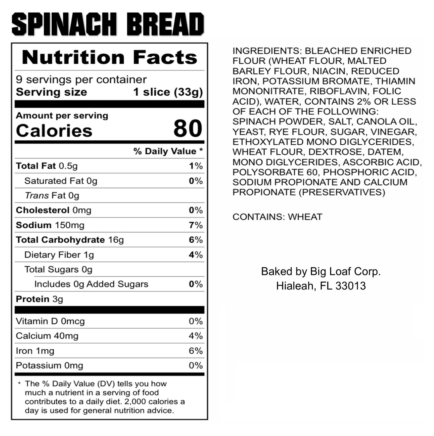 4 PACKAGES | SPINACH CRUSTLESS BREAD